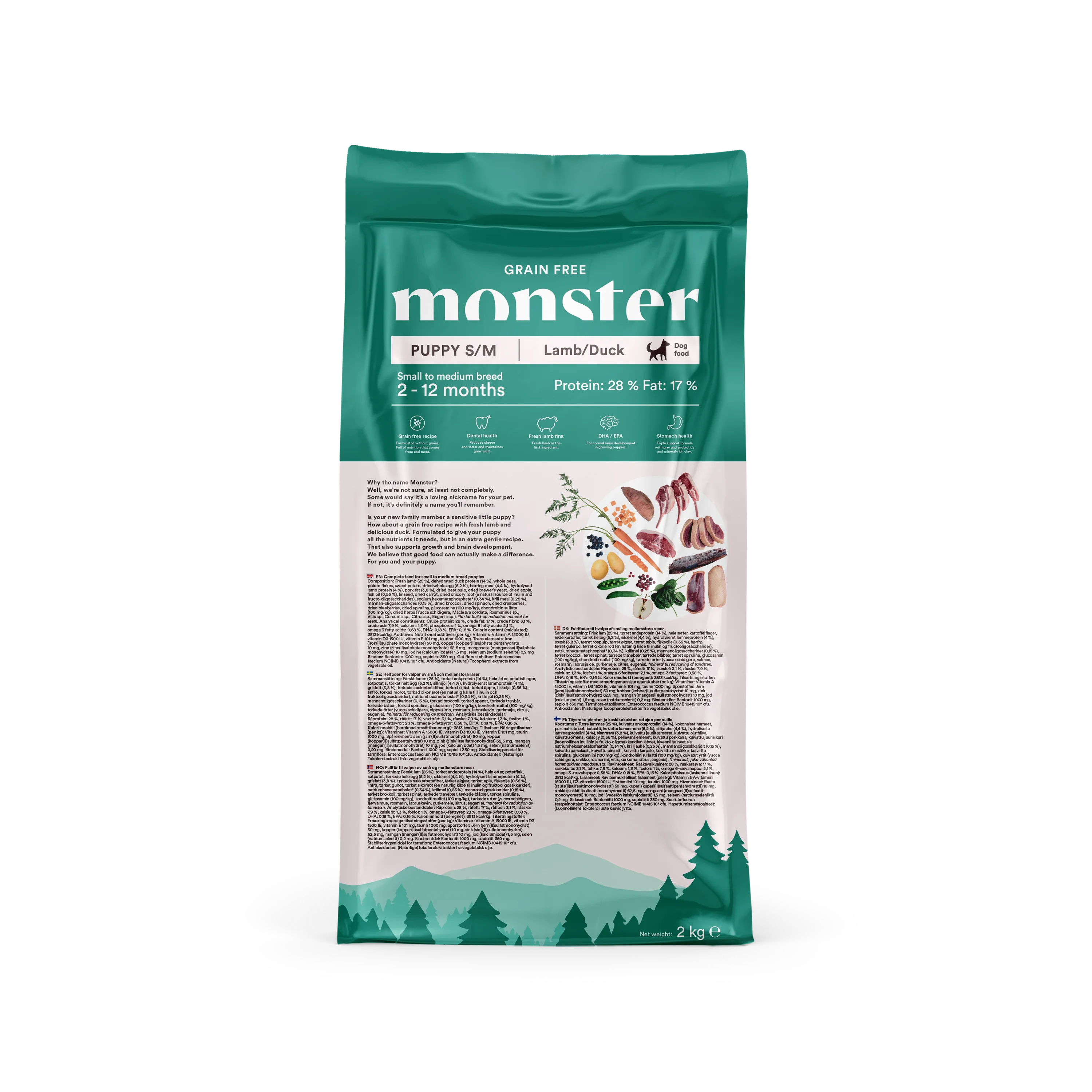 Monster Grain Free - Puppy Small & Medium Lamb & Duck
