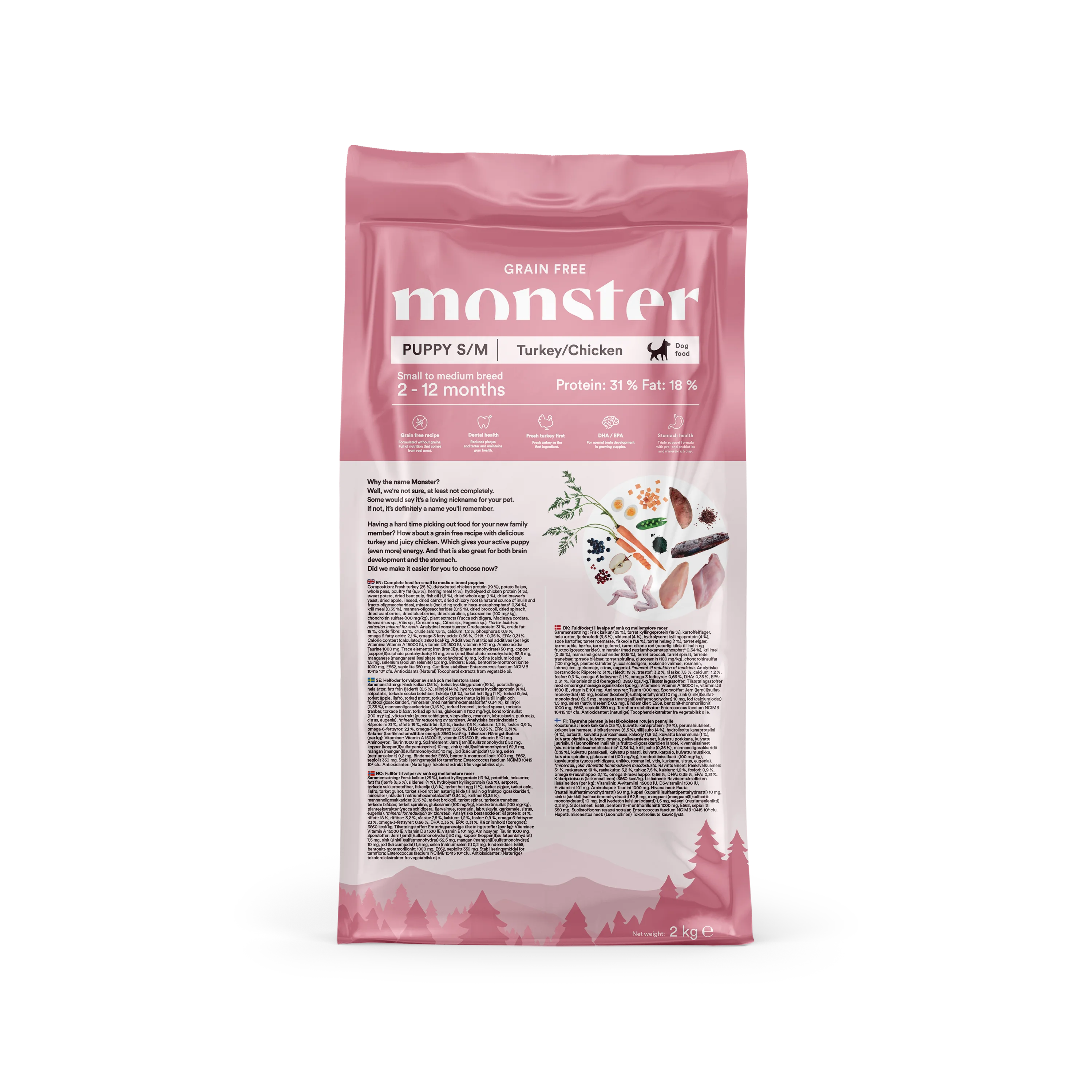 Monster Grain Free - Puppy Small & Medium Chicken & Turkey